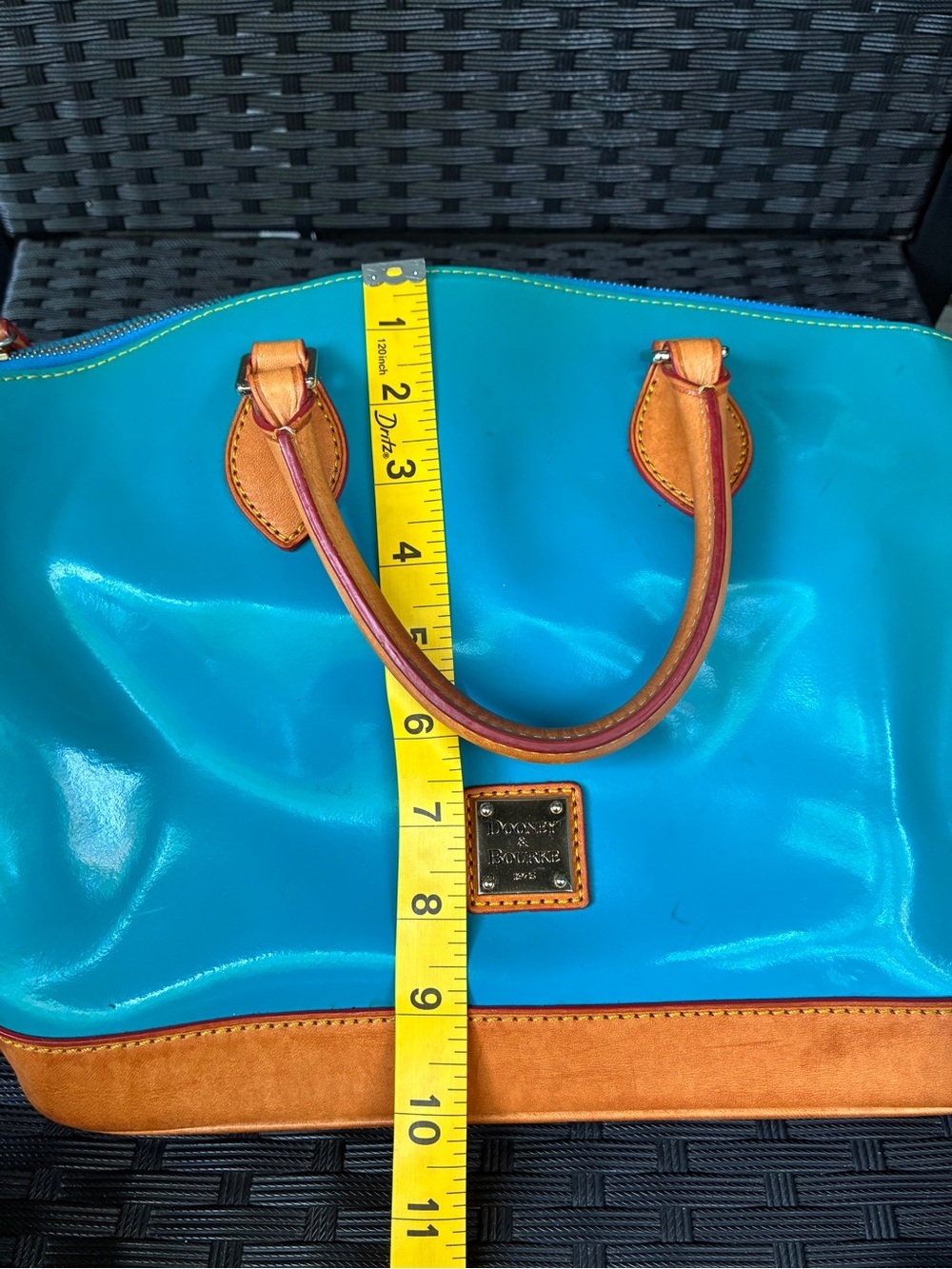 Dooney & Bourke Turquoise Patent Leather Tote with Matching Wristlet - Picture 5 of 16